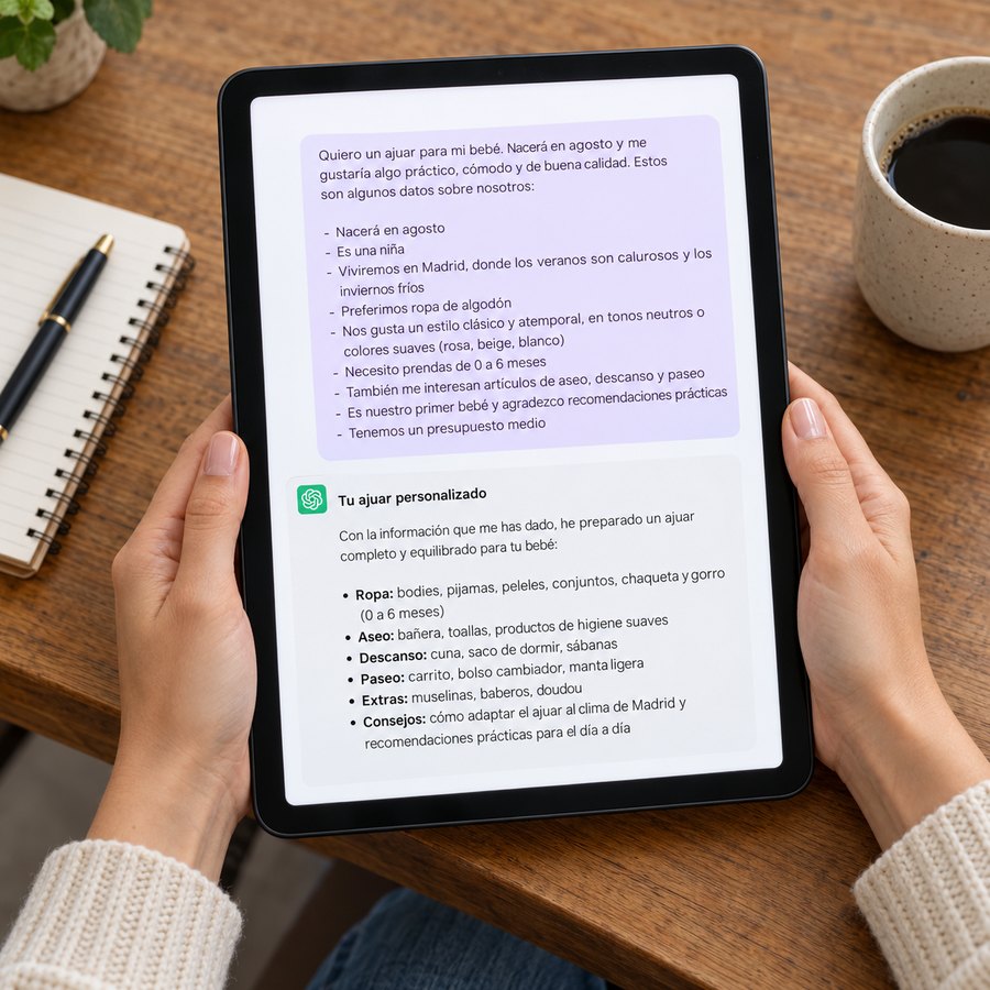 Prompt de ChatGPT para un ajuar personalizado en la tablet