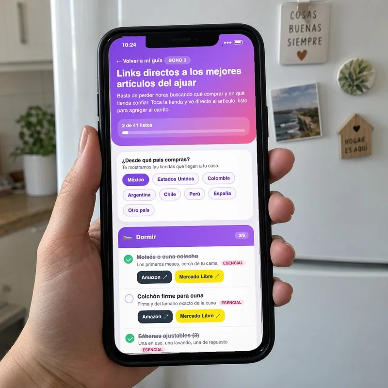 Lista con links directos del ajuar en el celular