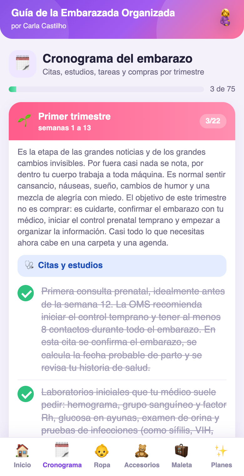 Cronograma del embarazo